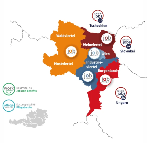 Landkarte der regionalen Jobportale